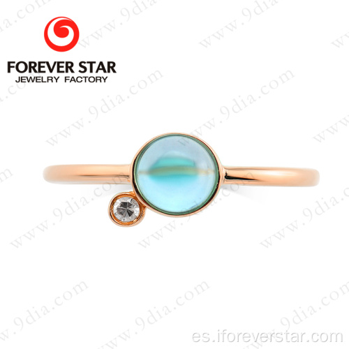 Anillo de topaz azul simple 18k anillo de oro diseños